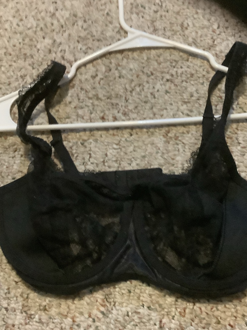 Bare Necessities Black Lace Underwire Bra with Sheer Panels